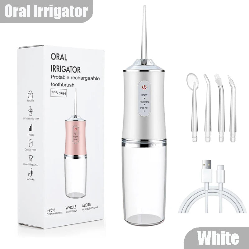 Dental Flosser Water Jet, Portable Electric Oral Irrigator 4 Jets 3 Modes USB Rechargeable Cordless Water Flosser Jet Irrigator Dental Teeth Cleaner