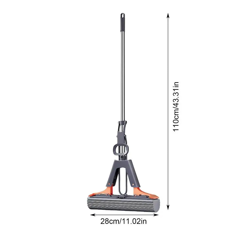 PVA Sponge Roller Mop Squeeze Self-Draining Mop With Adjustable Handle No-Wash Lazy Mop Reusable Sponge Home Floor Cleaning Tool