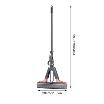 PVA Sponge Roller Mop Squeeze Self-Draining Mop With Adjustable Handle No-Wash Lazy Mop Reusable Sponge Home Floor Cleaning Tool