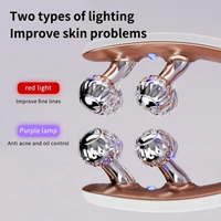 Facial and neck massager, microcurrent V-shaped lifting roller, red and blue light therapy, facial slimming vibration device
