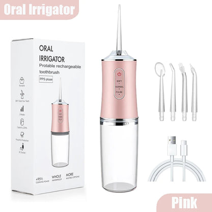 Dental Flosser Water Jet, Portable Electric Oral Irrigator 4 Jets 3 Modes USB Rechargeable Cordless Water Flosser Jet Irrigator Dental Teeth Cleaner