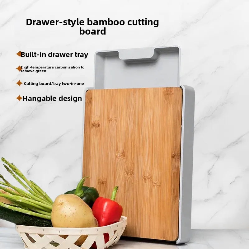 Modern Simple Style Bamboo Cutting Board Anti-Slip Home Kitchen Utensils Drawer Type Vegetable And Fruit Cutting Boards
