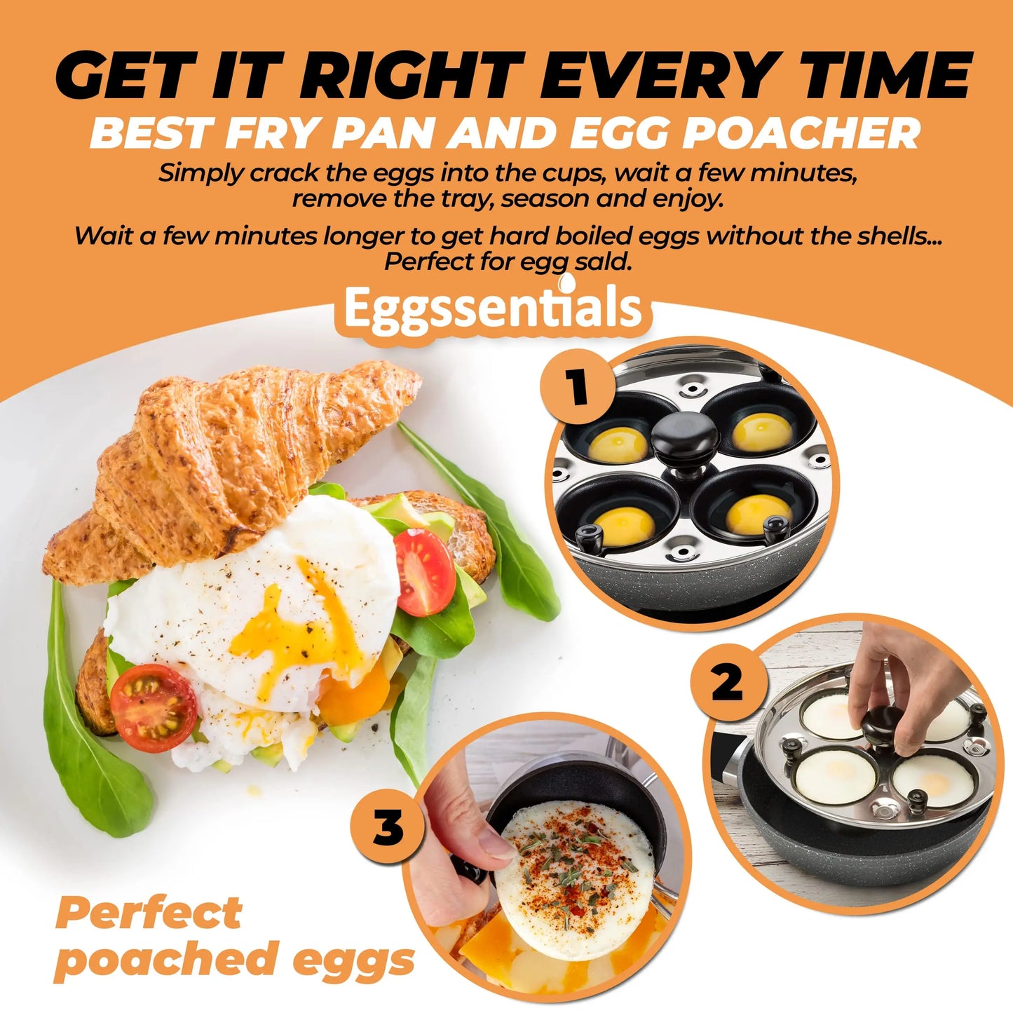 Egg Poacher Pan Stainless Steel Poached Egg Maker with 6 Nonstick Silicone Egg Poacher Cup and Spatula for Breakfast Steamed Egg
