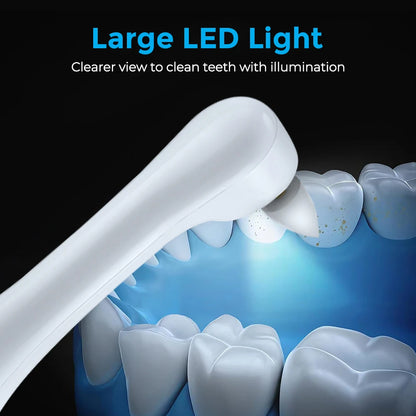 Electric Tooth Polisher Teeth Whitening Cleaner 5 Speed Modes with 6 Brush Heads LED Light Plaque Dental Tartar Remover