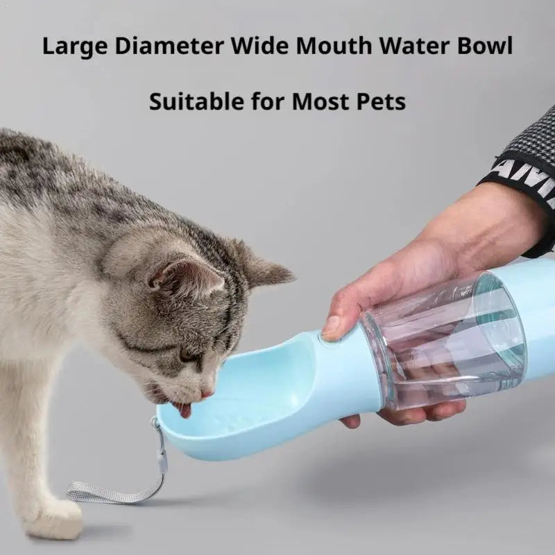 4-in-1 Dog Water Bottle & Food Container Portable Pet Feeder with Waste Bag Dispenser Leak-Proof Travel Mug for Outdoor Walking