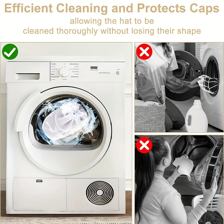 Washing machine cap cleaning cage, cap washer with mesh bag, baseball cap cleaning cap ,suitable for cleaning various hats
