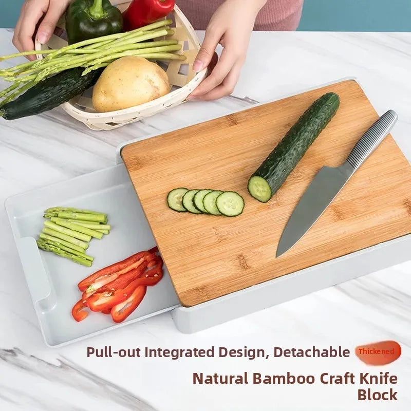 Modern Simple Style Bamboo Cutting Board Anti-Slip Home Kitchen Utensils Drawer Type Vegetable And Fruit Cutting Boards