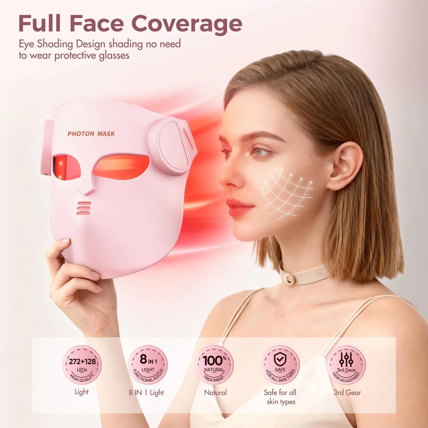 Soft Portable Led Facial Mask 8 Color LED Red Light Therapy for Acne Treatment Skin Rejuvenation Skin Care Face Mask