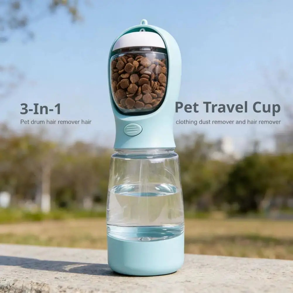 4-in-1 Dog Water Bottle & Food Container Portable Pet Feeder with Waste Bag Dispenser Leak-Proof Travel Mug for Outdoor Walking