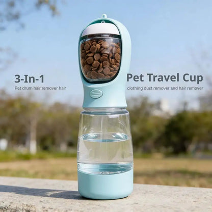 4-in-1 Dog Water Bottle & Food Container Portable Pet Feeder with Waste Bag Dispenser Leak-Proof Travel Mug for Outdoor Walking