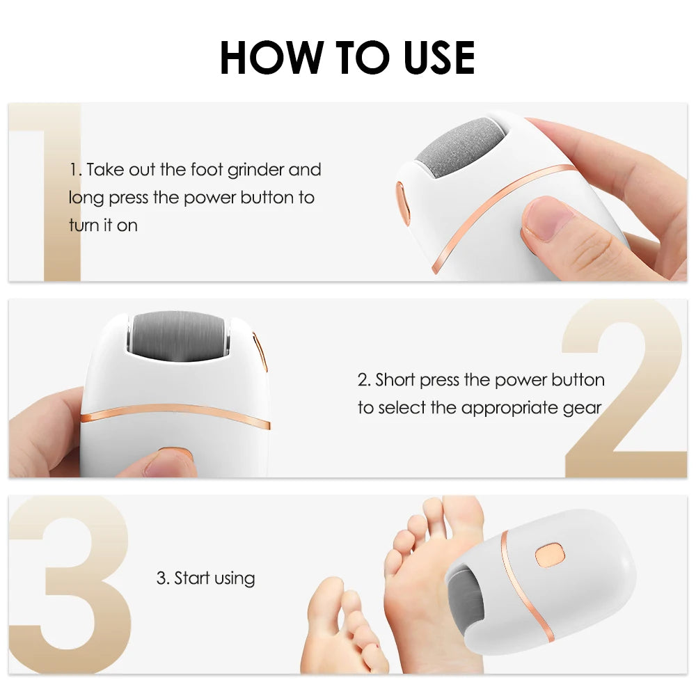 USB Rechargeable Electric Foot Grinder Thick Leather Polishing Dead Skin Remover Calluses Scrubber Foot Dry Cracked Feet Care