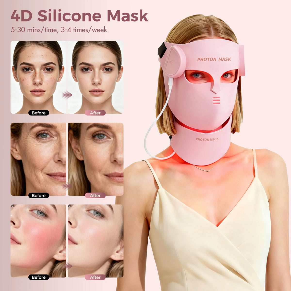 Soft Portable Led Facial Mask 8 Color LED Red Light Therapy for Acne Treatment Skin Rejuvenation Skin Care Face Mask