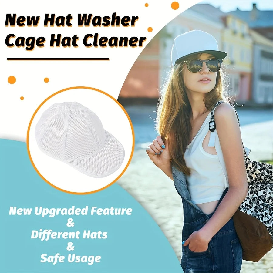 Washing machine cap cleaning cage, cap washer with mesh bag, baseball cap cleaning cap ,suitable for cleaning various hats