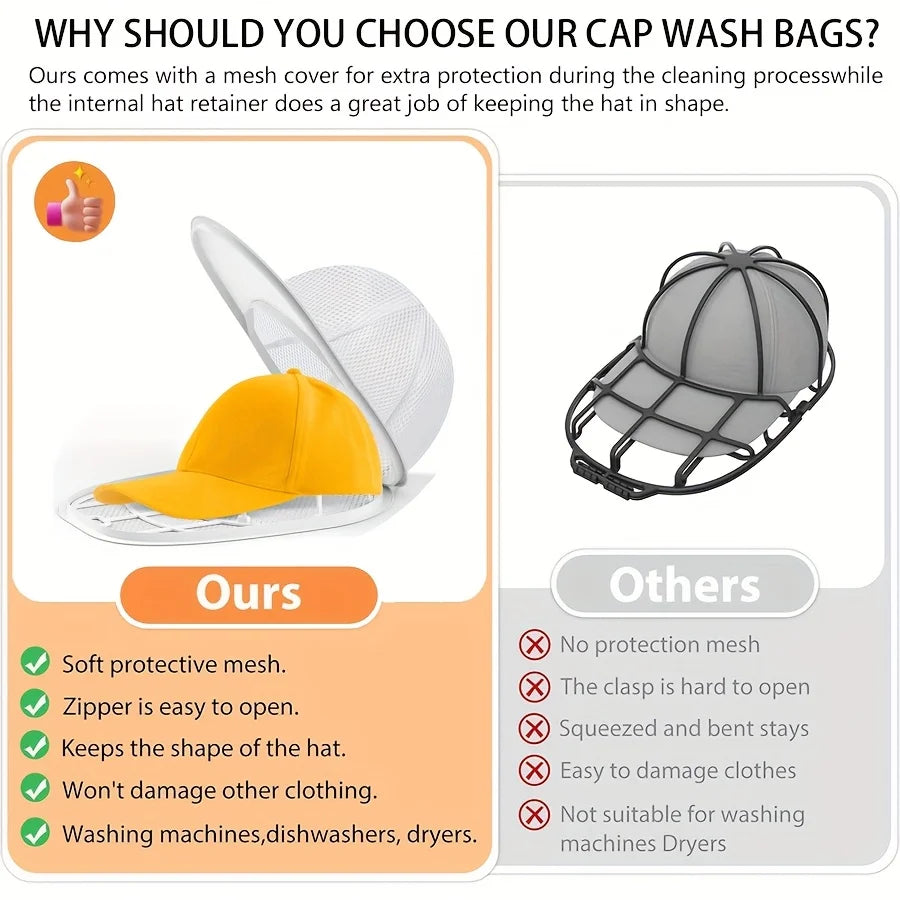 Washing machine cap cleaning cage, cap washer with mesh bag, baseball cap cleaning cap ,suitable for cleaning various hats