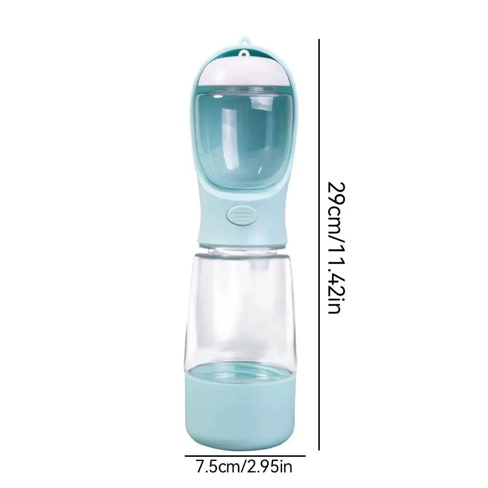 4-in-1 Dog Water Bottle & Food Container Portable Pet Feeder with Waste Bag Dispenser Leak-Proof Travel Mug for Outdoor Walking