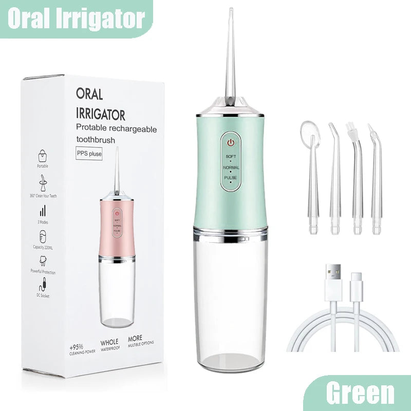 Dental Flosser Water Jet, Portable Electric Oral Irrigator 4 Jets 3 Modes USB Rechargeable Cordless Water Flosser Jet Irrigator Dental Teeth Cleaner