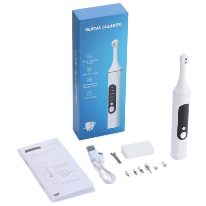 Electric Tooth Polisher Teeth Whitening Cleaner 5 Speed Modes with 6 Brush Heads LED Light Plaque Dental Tartar Remover